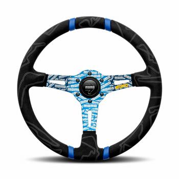 MOMO Ultra Black Steering Wheel - Blue Insert