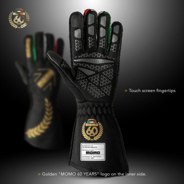 60 Jahre MOMO Corsa Pro Rennfahrerhandschuhe Größe 8