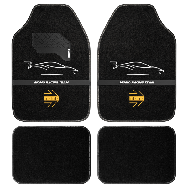 MOMO Universal Car Floor Mats - Racing - White