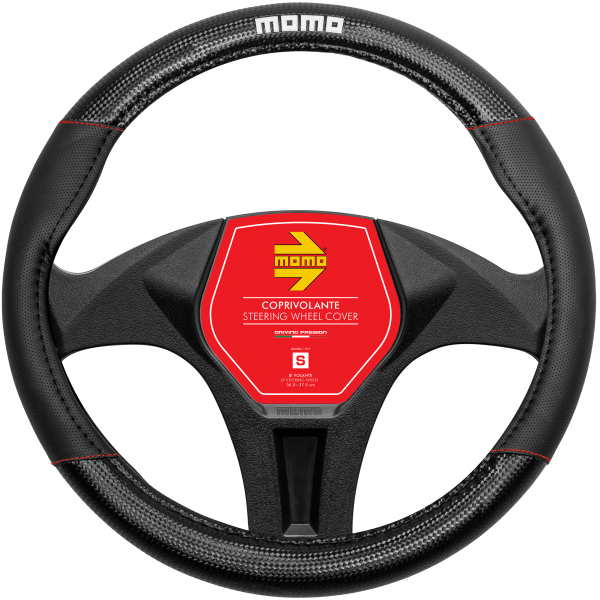 MOMO Universal Car Steering Wheel Cover - Carbon - Red