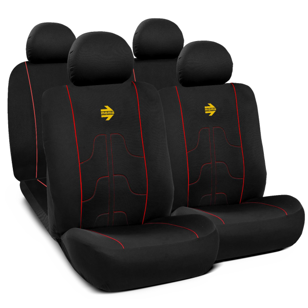 MOMO Universal Car Seat Covers - Modern - Black/Red