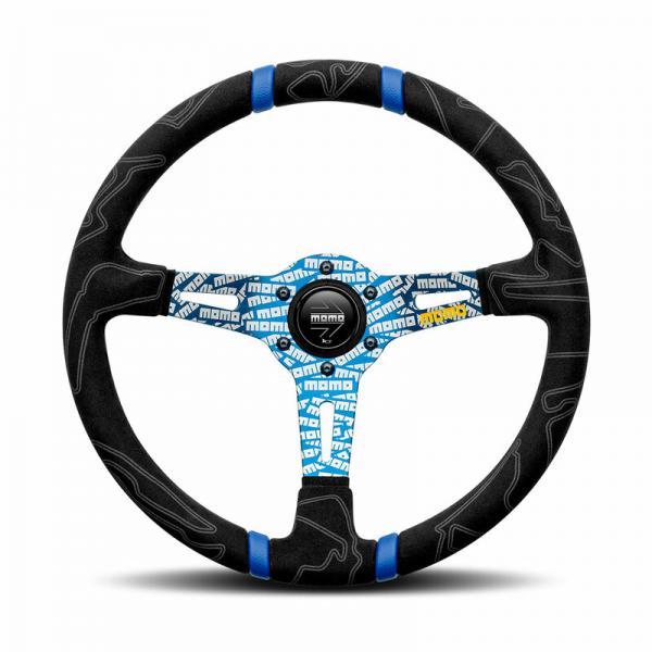 MOMO Ultra Black Steering Wheel - Blue Insert