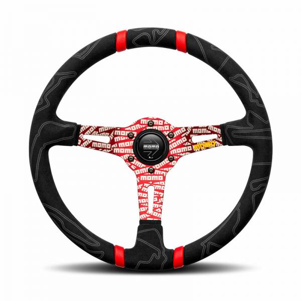 MOMO Ultra Black Steering Wheel - Red Insert